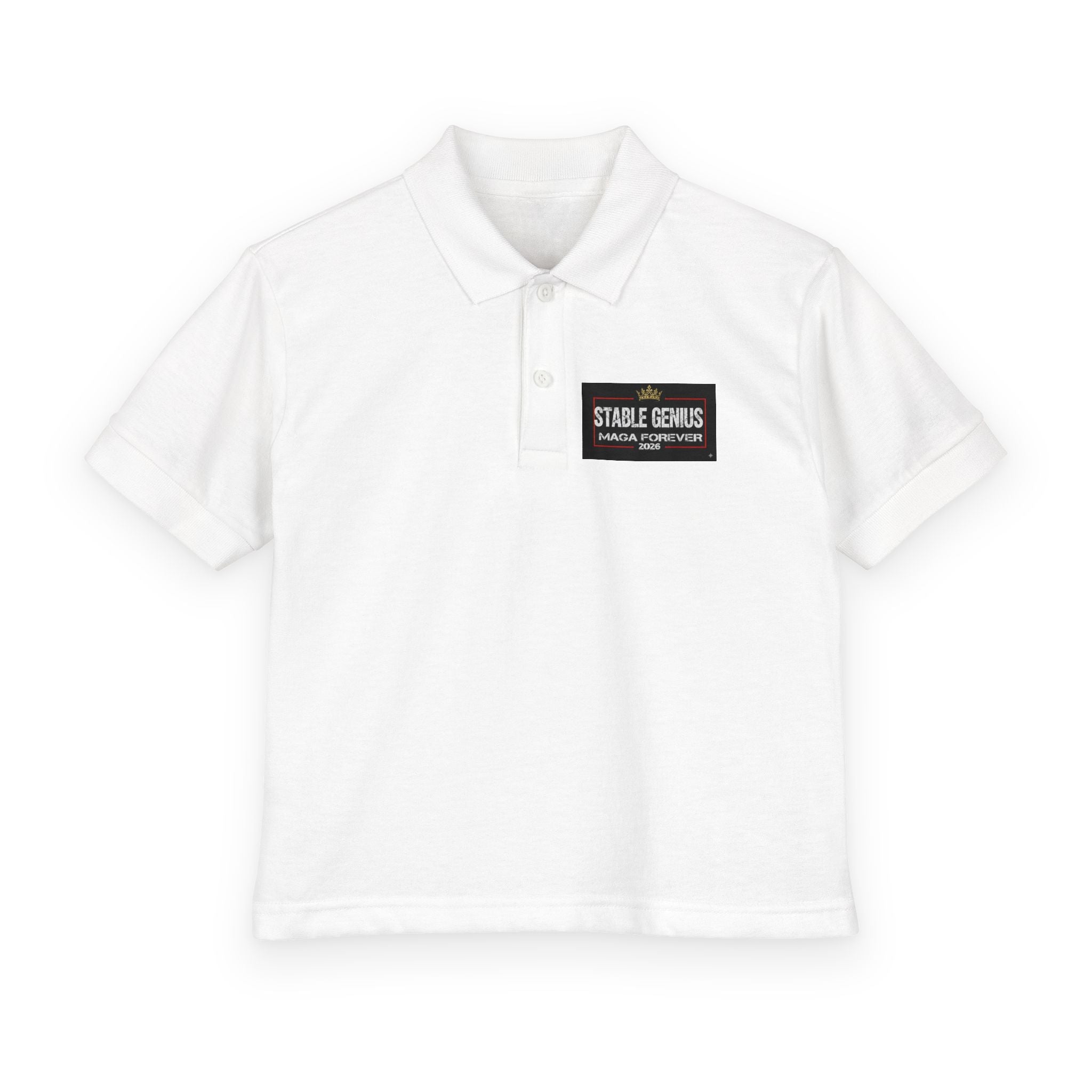 Youth Polo Shirt — 'Stable Genius' Patch Chest Logo