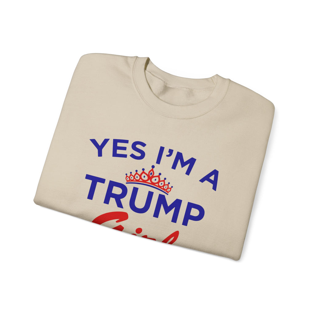 Trump Girl Crewneck Sweatshirt - "Yes I'm a Trump Girl, Deal With It" Patriotic Women's Pullover