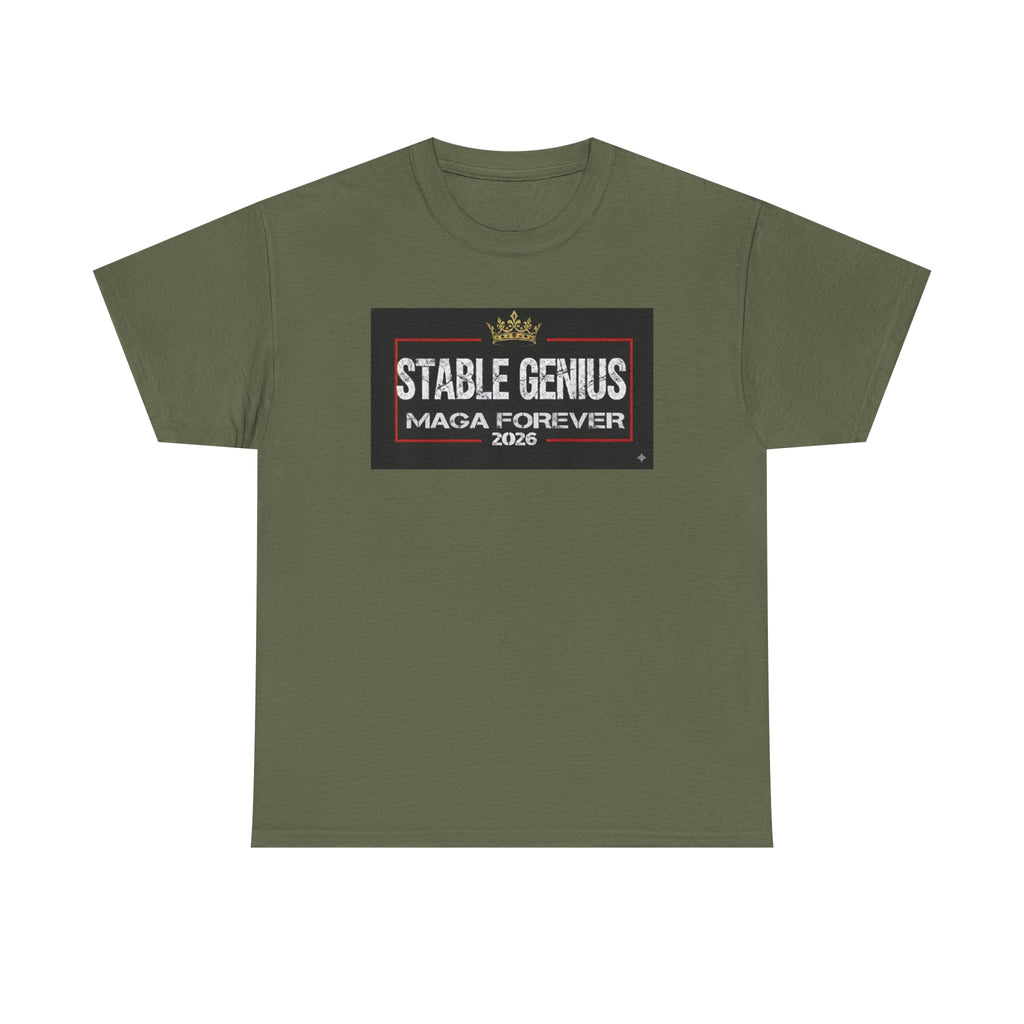 Unisex Heavy Cotton Tee--"Stable Genius MAGA Forever"