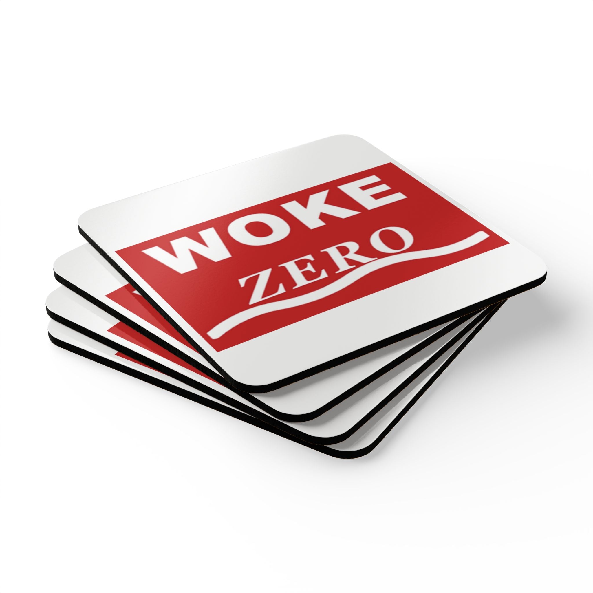 Cork Coaster Set — “WOKE ZERO” Red Logo Drink Coasters
