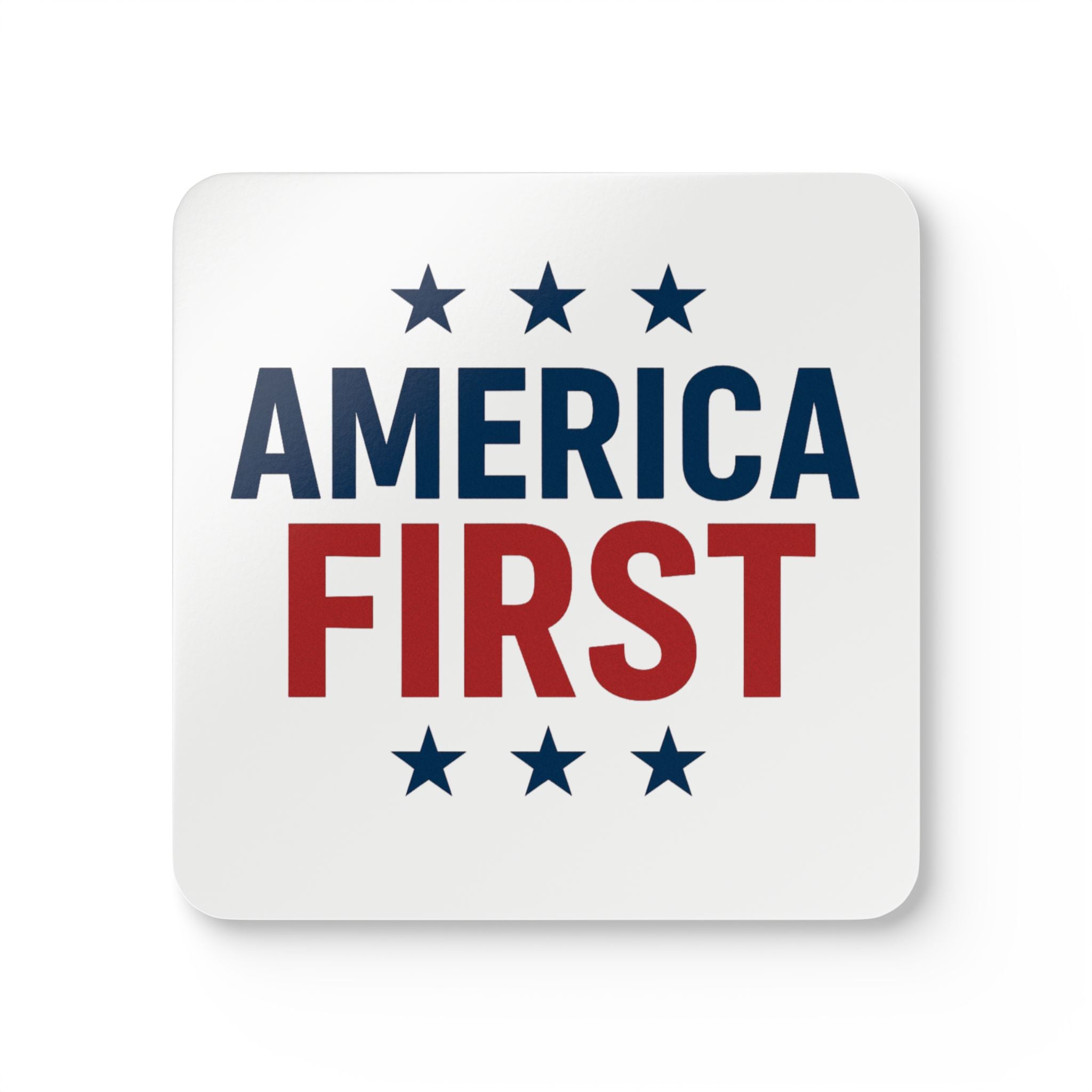 America First Cork Coaster Set — Patriotic Red & Blue Drink Coasters (4-Pack)