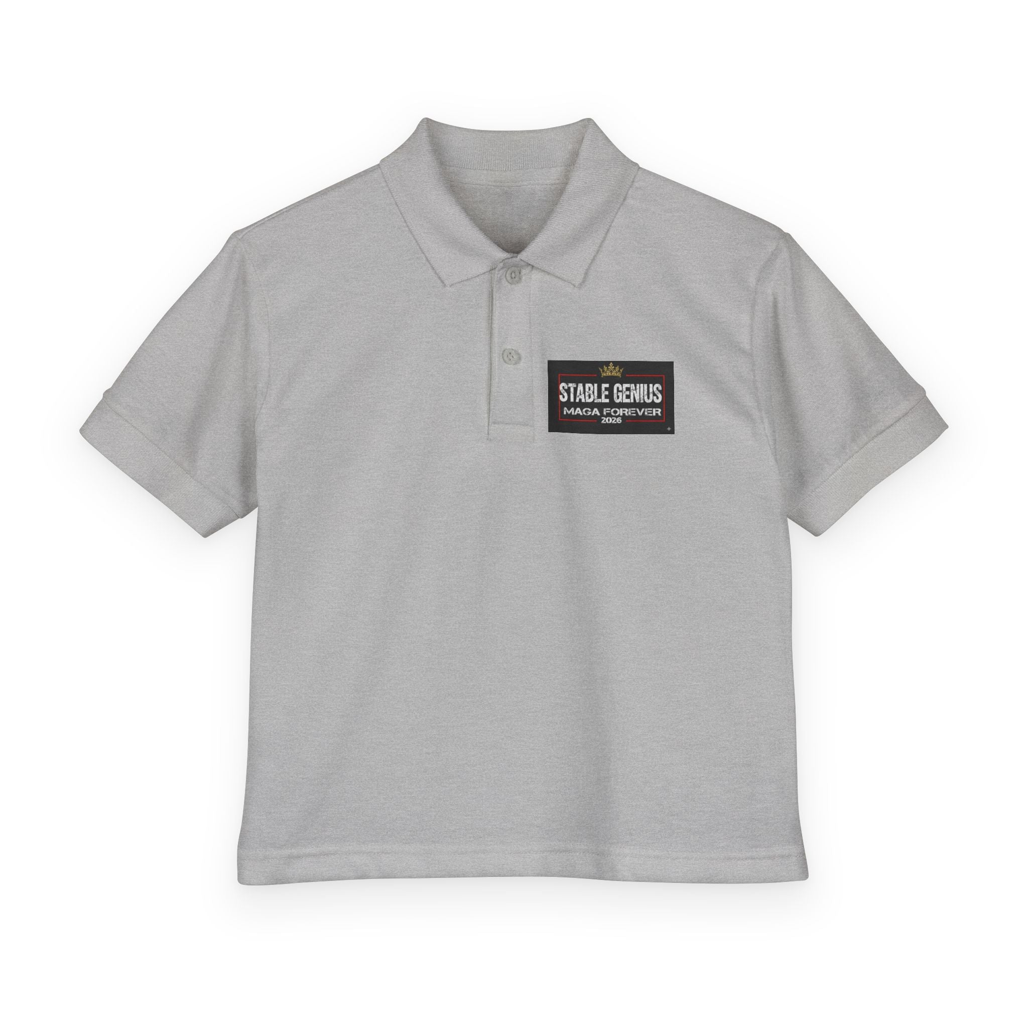 Youth Polo Shirt — 'Stable Genius' Patch Chest Logo