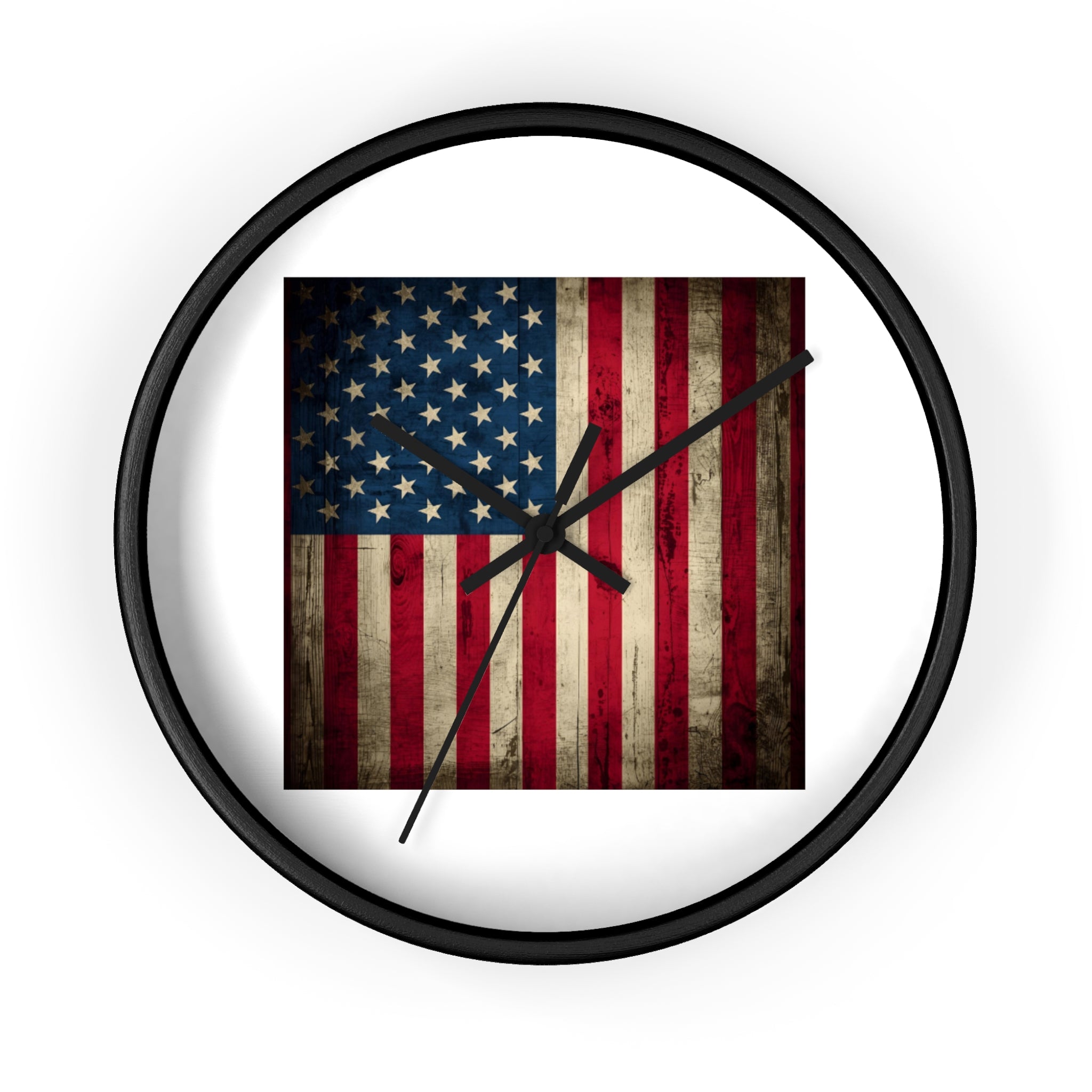 Vintage American Flag Wall Clock — Rustic Patriotic Home Decor