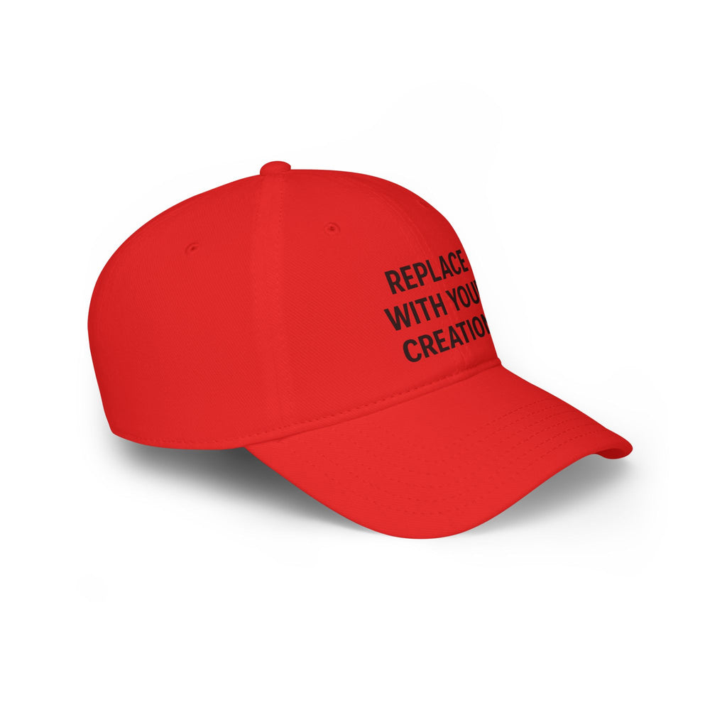 Low Profile Baseball Cap — Custom Embroidered Red Hat, Personalized Text Cap