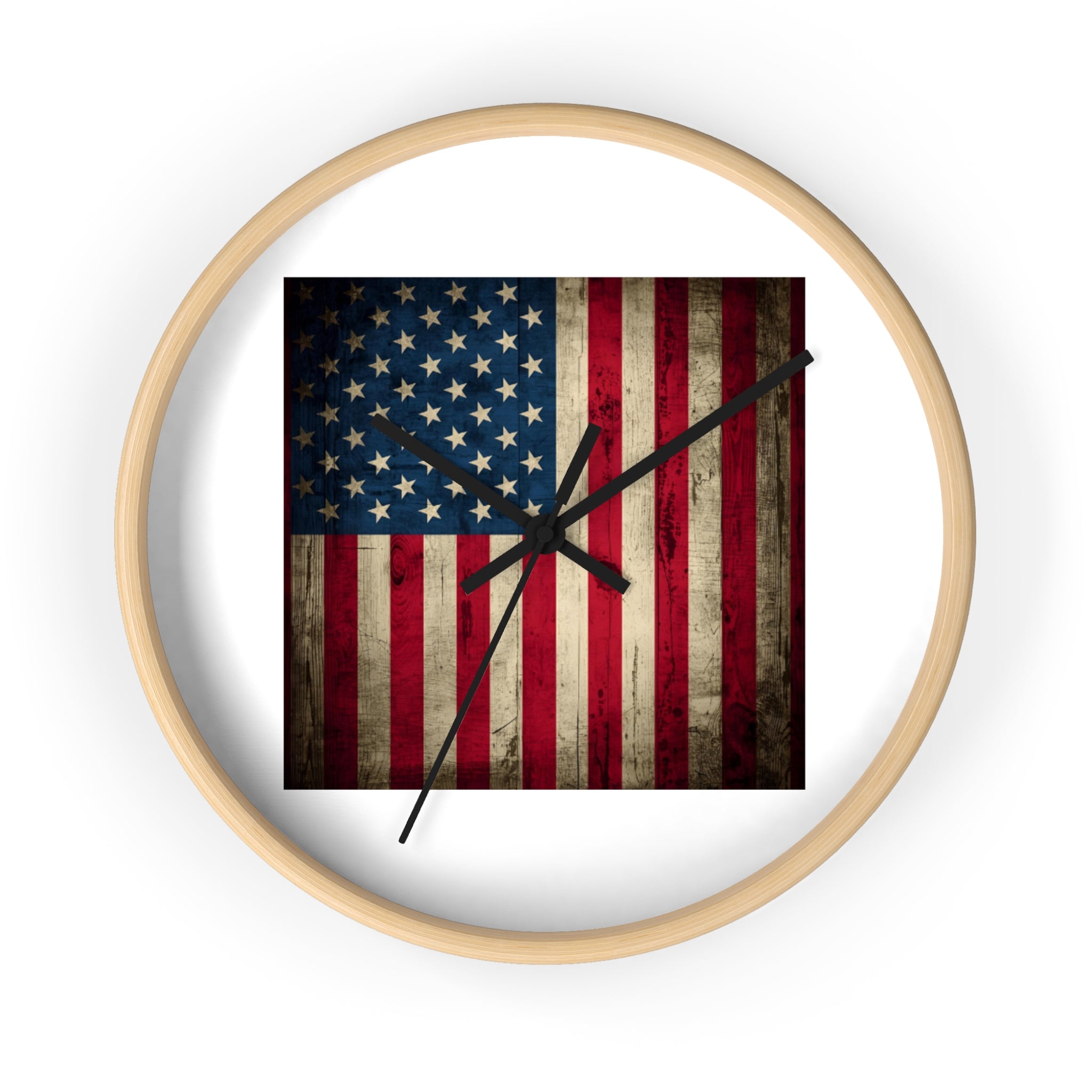 Vintage American Flag Wall Clock — Rustic Patriotic Home Decor