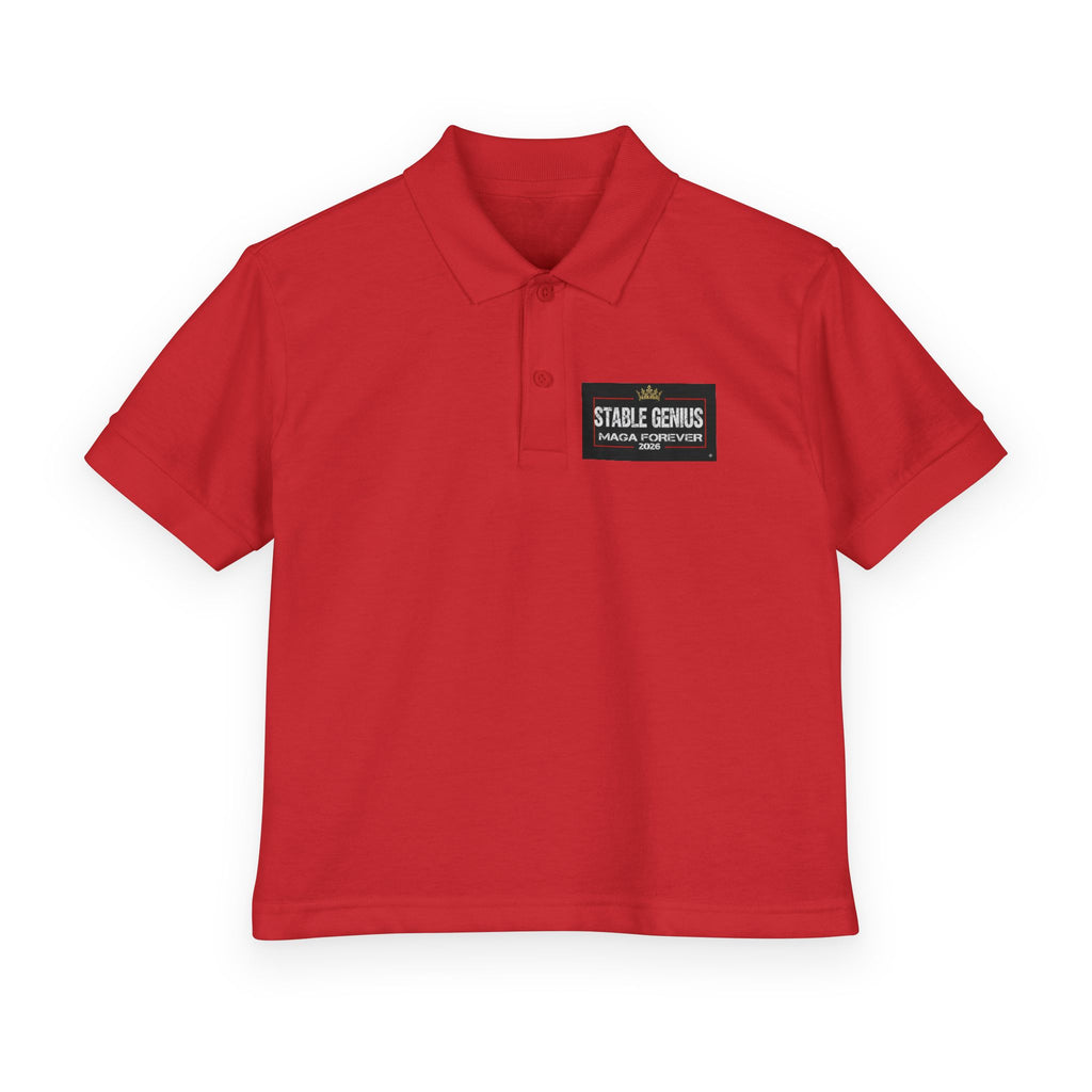 Youth Polo Shirt — 'Stable Genius' Patch Chest Logo