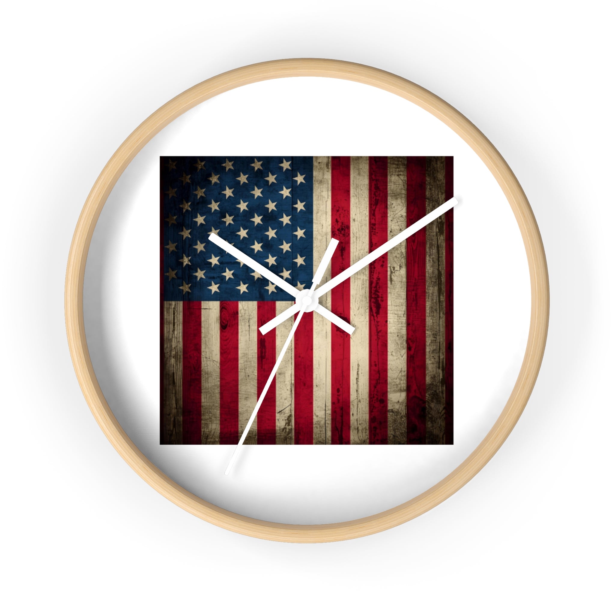 Vintage American Flag Wall Clock — Rustic Patriotic Home Decor