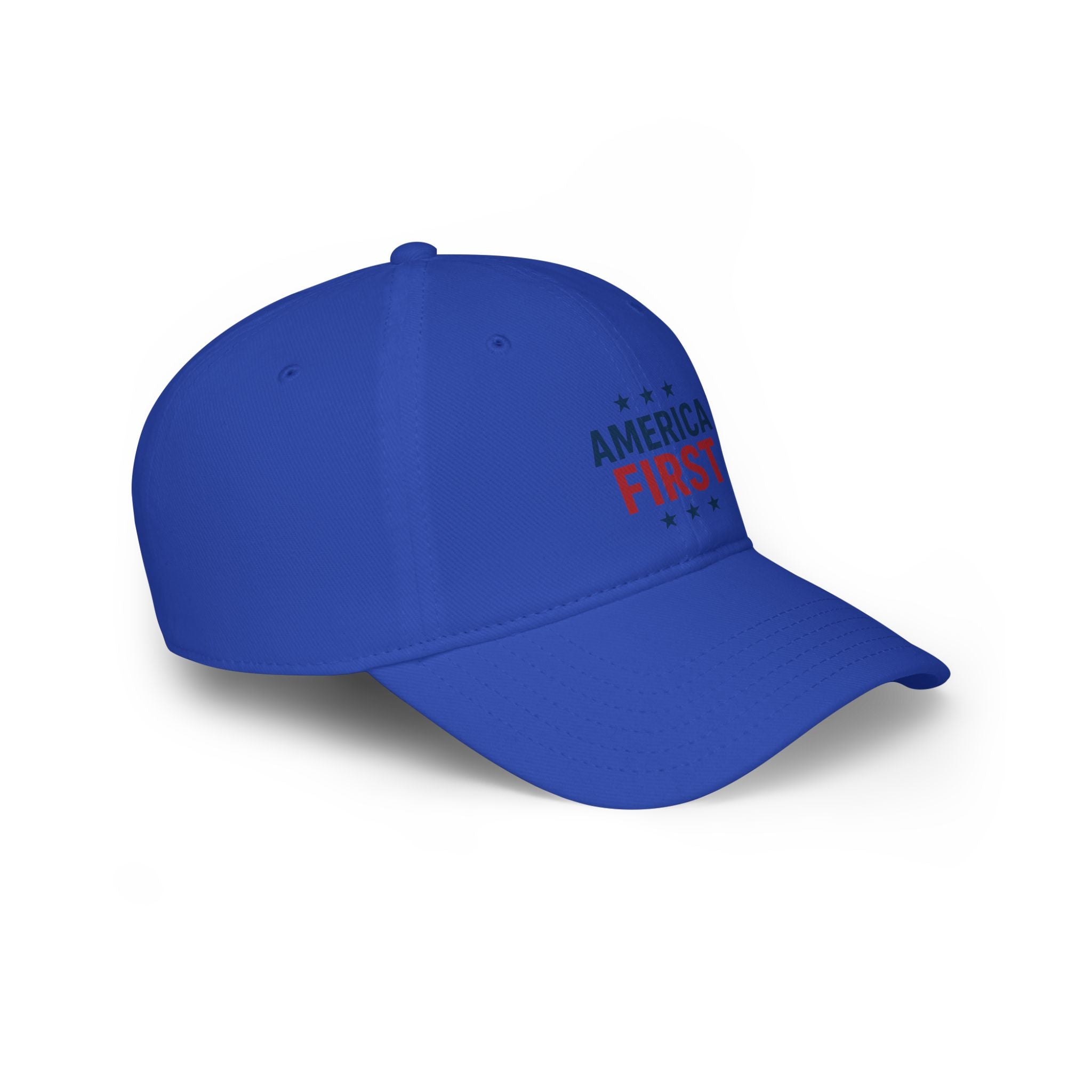 America First Baseball Cap — Patriotic Red & Blue Low Profile Hat