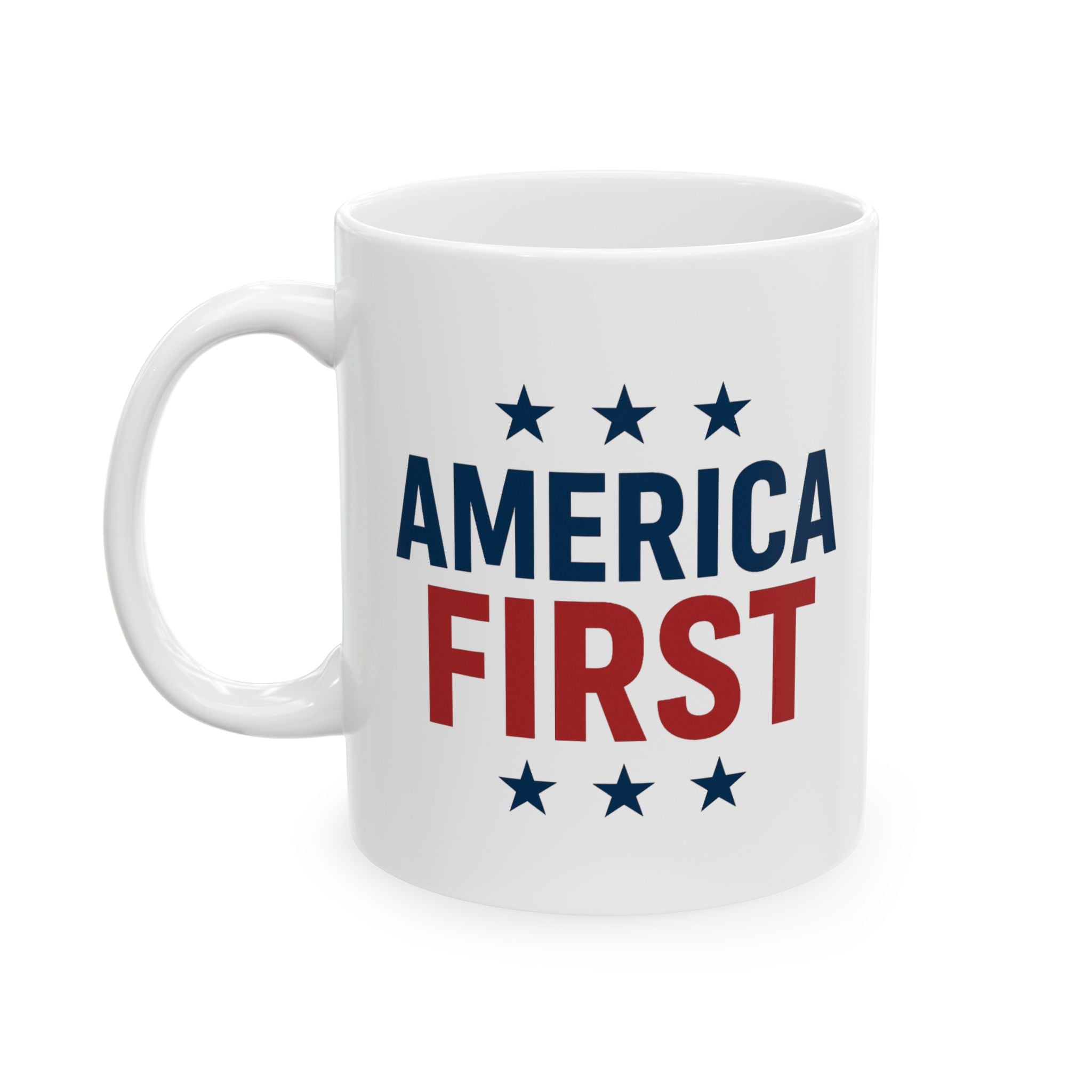 Patriotic 'America First' Ceramic Mug – 11oz & 15oz