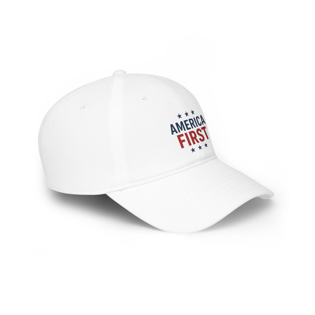 America First Baseball Cap — Patriotic Red & Blue Low Profile Hat