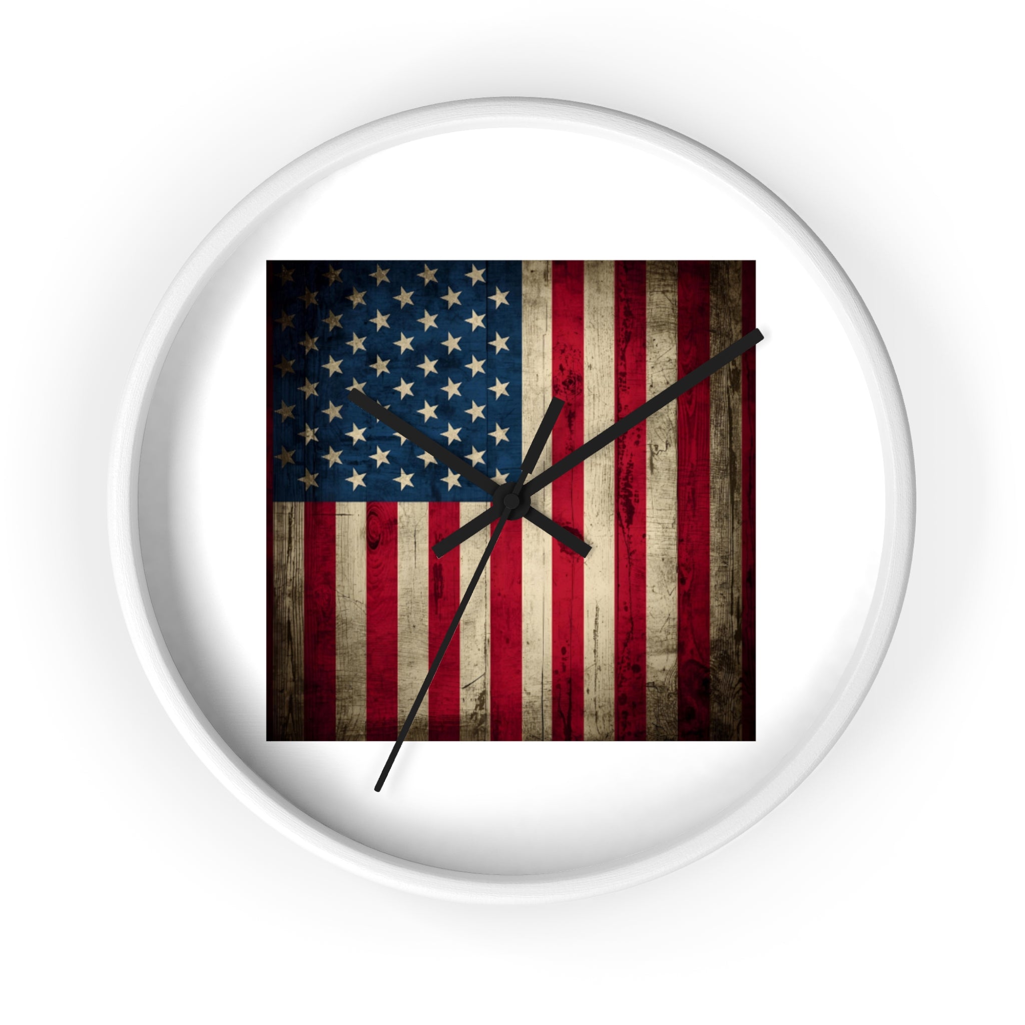 Vintage American Flag Wall Clock — Rustic Patriotic Home Decor