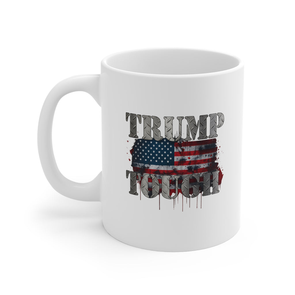 11oz Mug — 'Tough' Distressed American Flag Political Coffee Cup