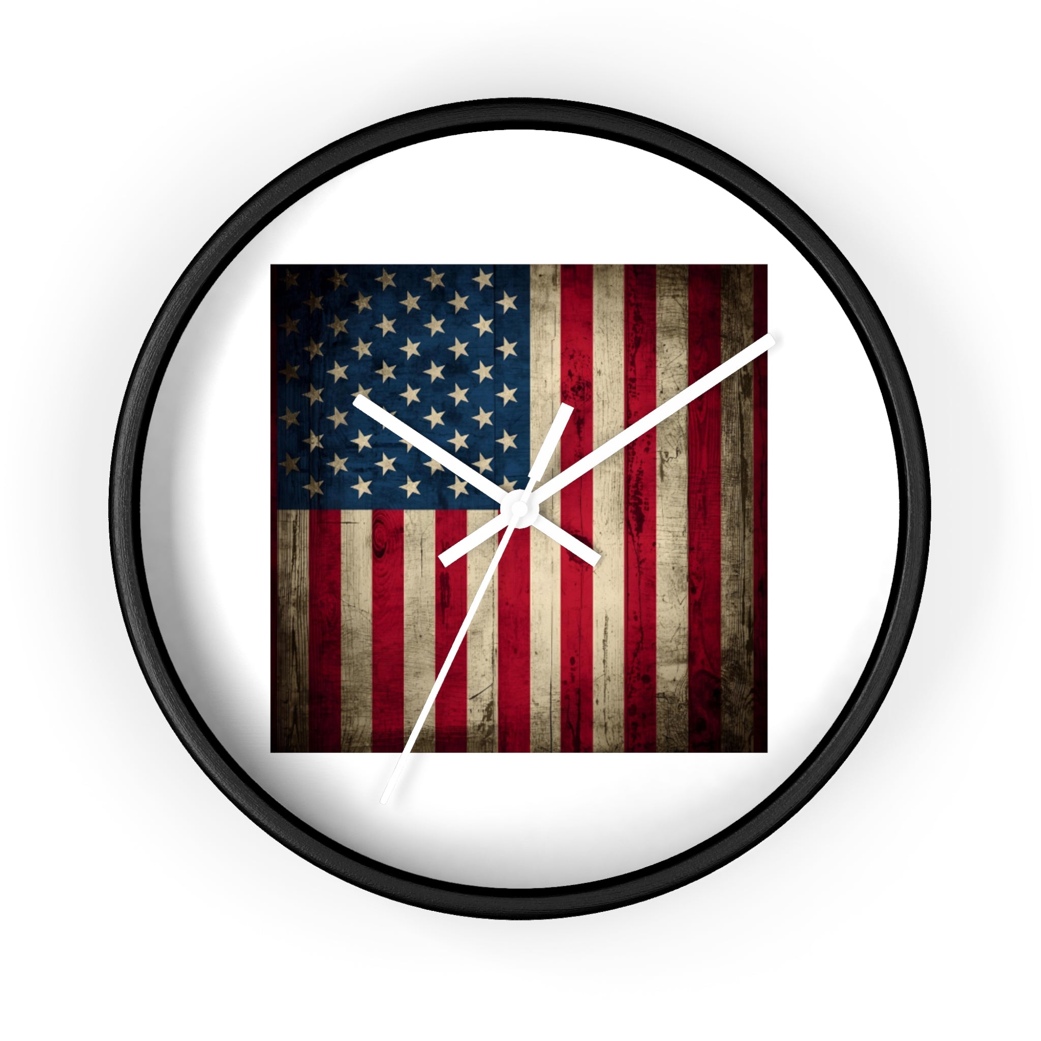 Vintage American Flag Wall Clock — Rustic Patriotic Home Decor