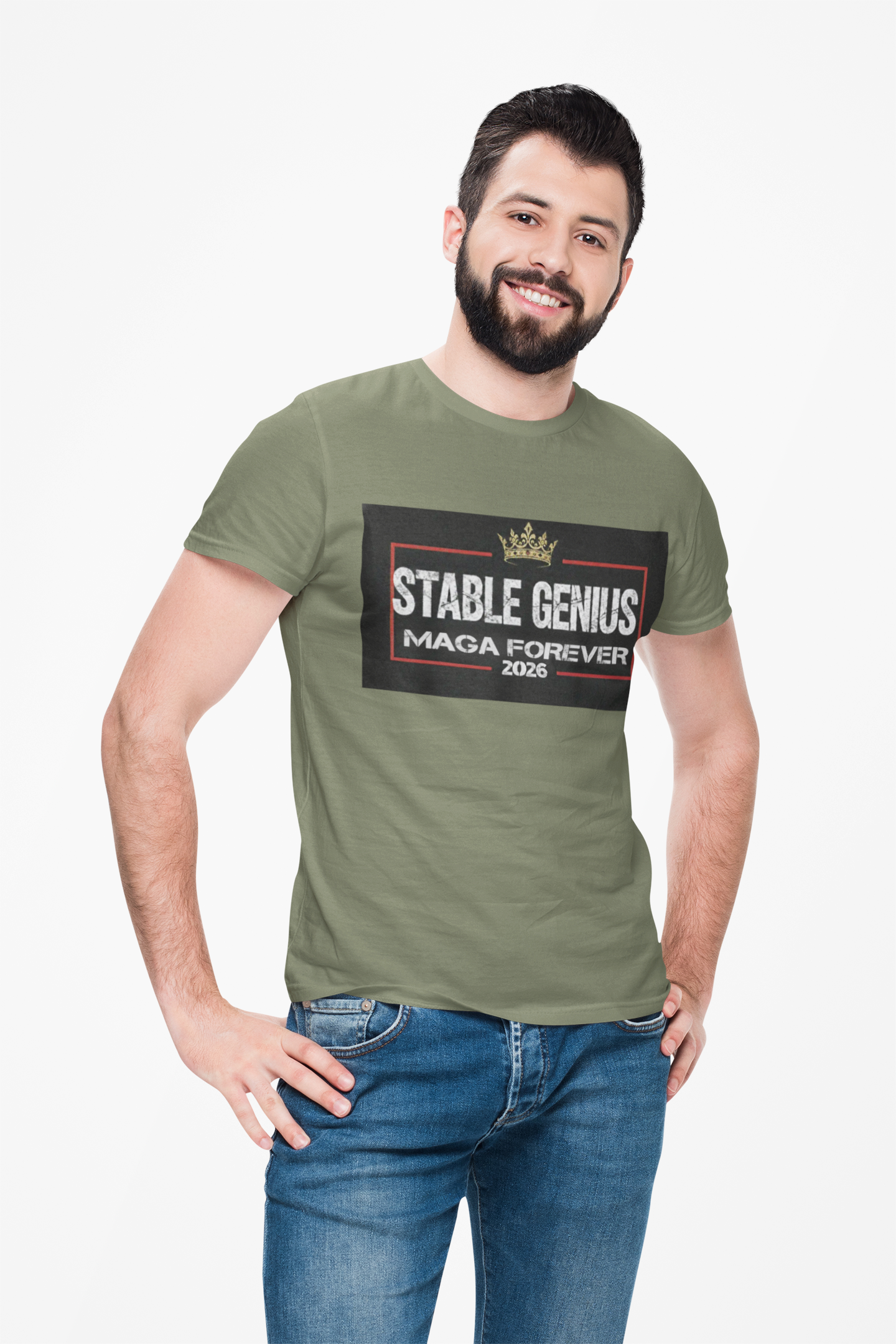 Unisex Heavy Cotton Tee--"Stable Genius MAGA Forever"