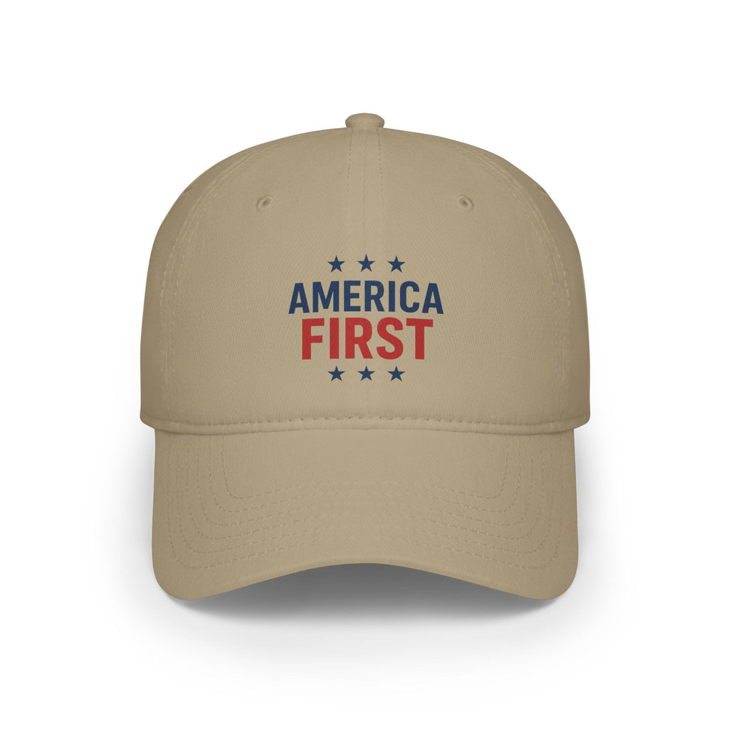 America First Baseball Cap — Patriotic Red & Blue Low Profile Hat