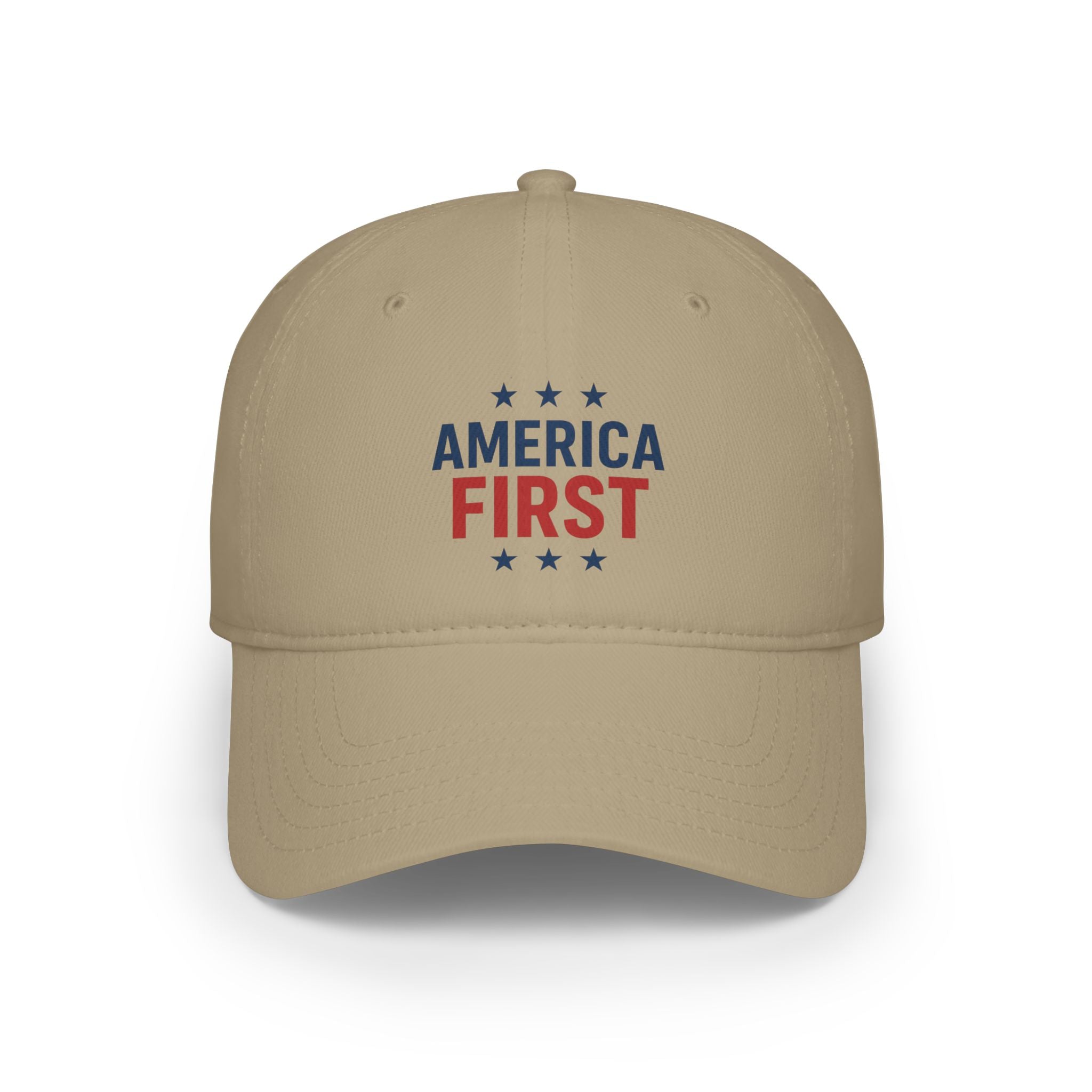 America First Baseball Cap — Patriotic Red & Blue Low Profile Hat