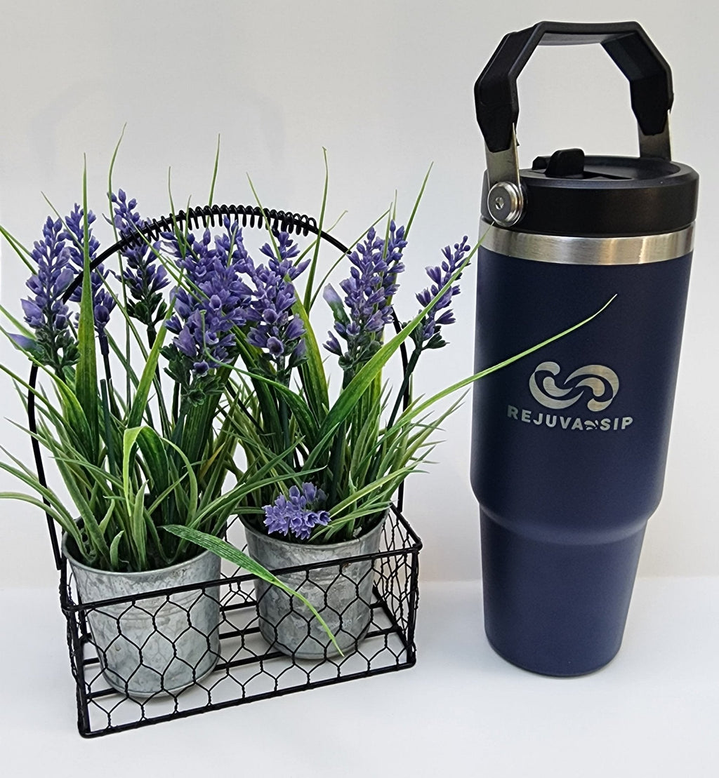 30 oz Stainless Steel Tumbler – Double-Walled Insulated, Hot & Cold with Leakproof Lid, Straw, and Flip-Top Handle - Naved Products