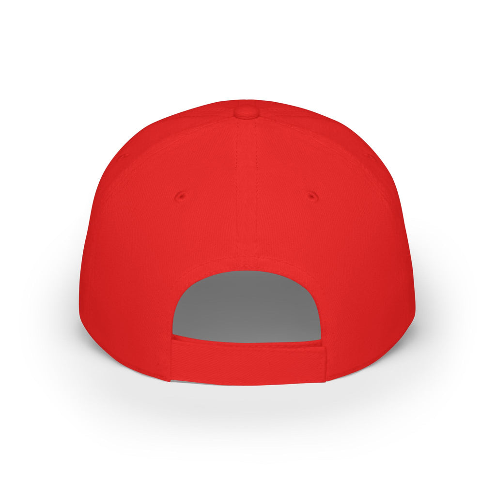 Low Profile Baseball Cap — Custom Embroidered Red Hat, Personalized Text Cap