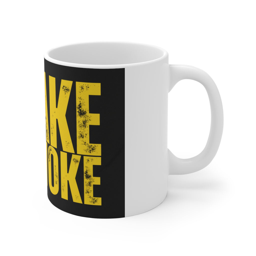 Wake Not Woke Mug — Bold Yellow Statement Coffee Cup (11 oz)