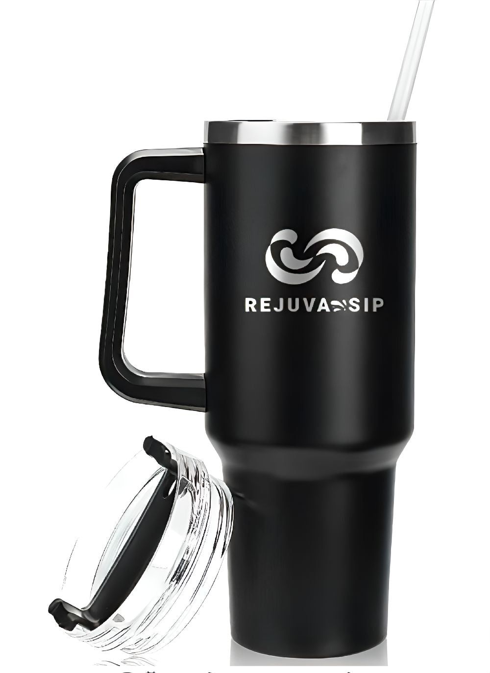 40 oz Stainless Steel Tumbler – Double-Wall Insulated with Handle, Lid, Metal & Plastic Straws - Naved Products