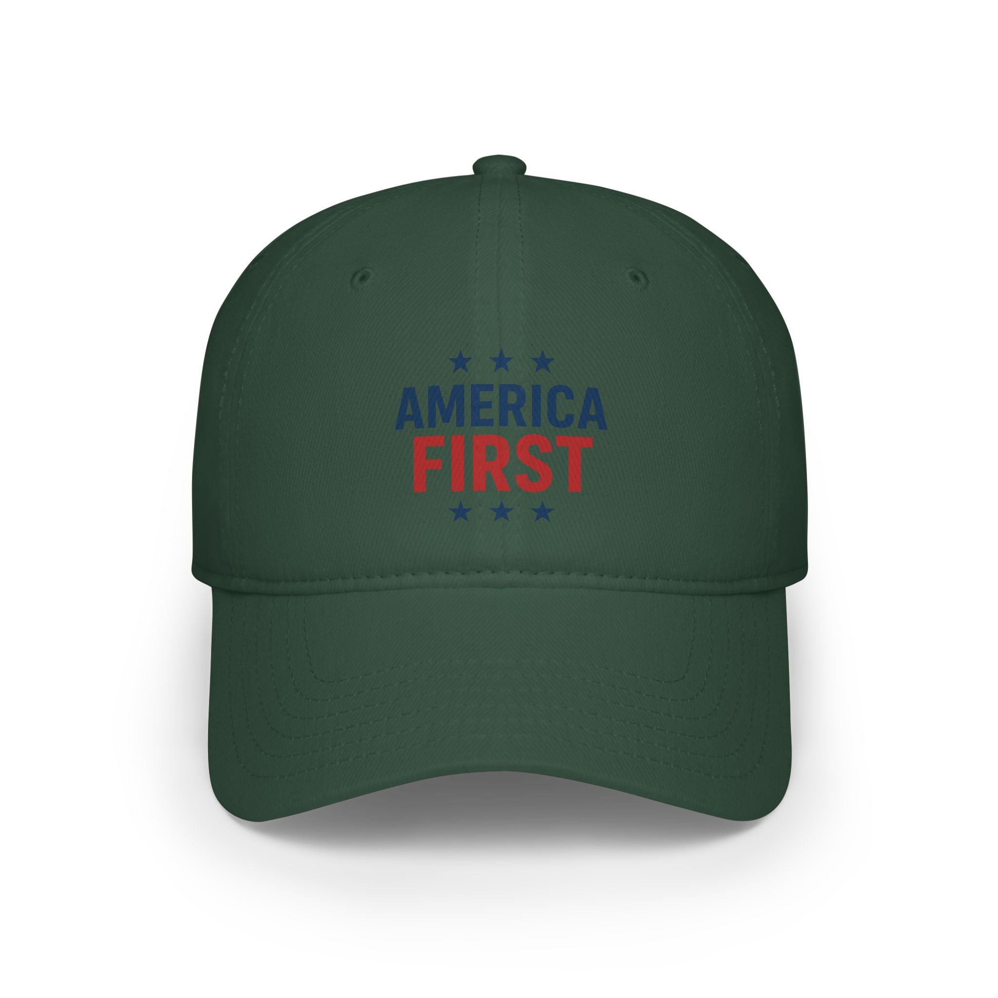 America First Baseball Cap — Patriotic Red & Blue Low Profile Hat