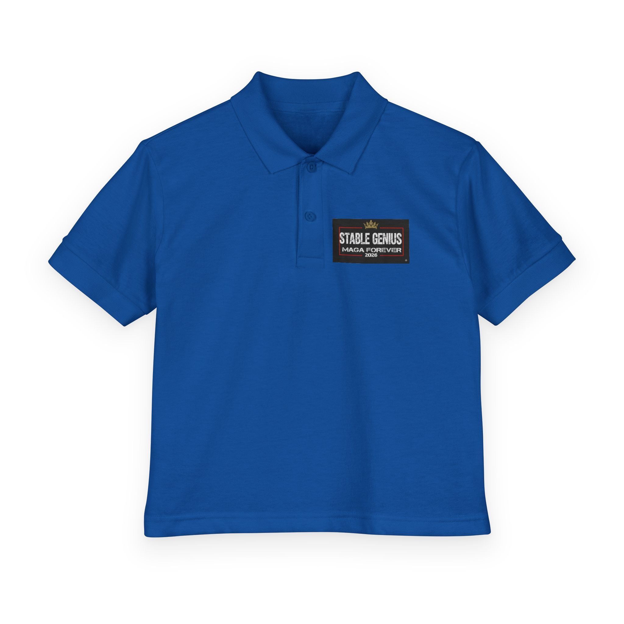Youth Polo Shirt — 'Stable Genius' Patch Chest Logo