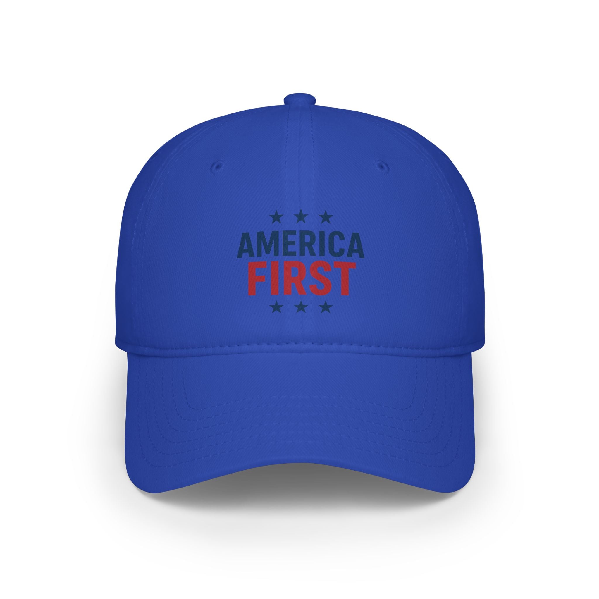 America First Baseball Cap — Patriotic Red & Blue Low Profile Hat
