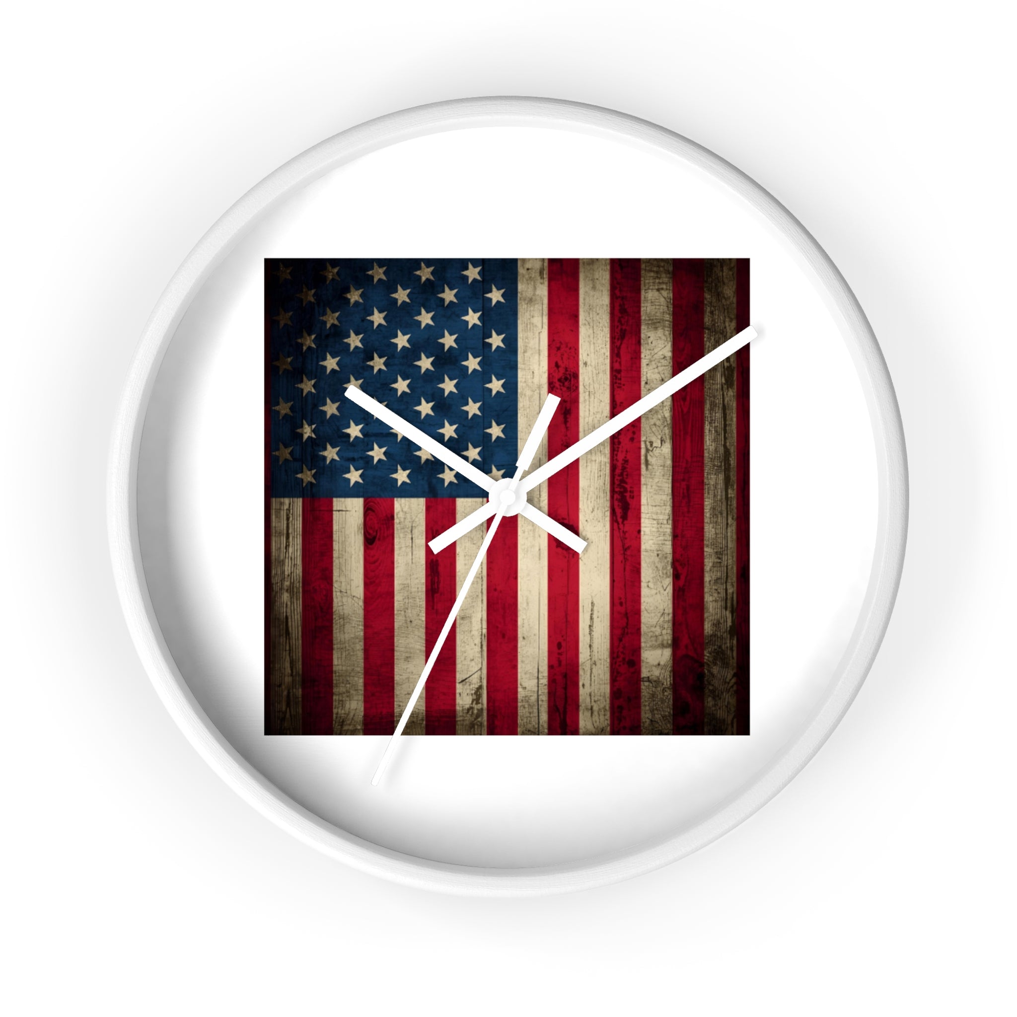 Vintage American Flag Wall Clock — Rustic Patriotic Home Decor
