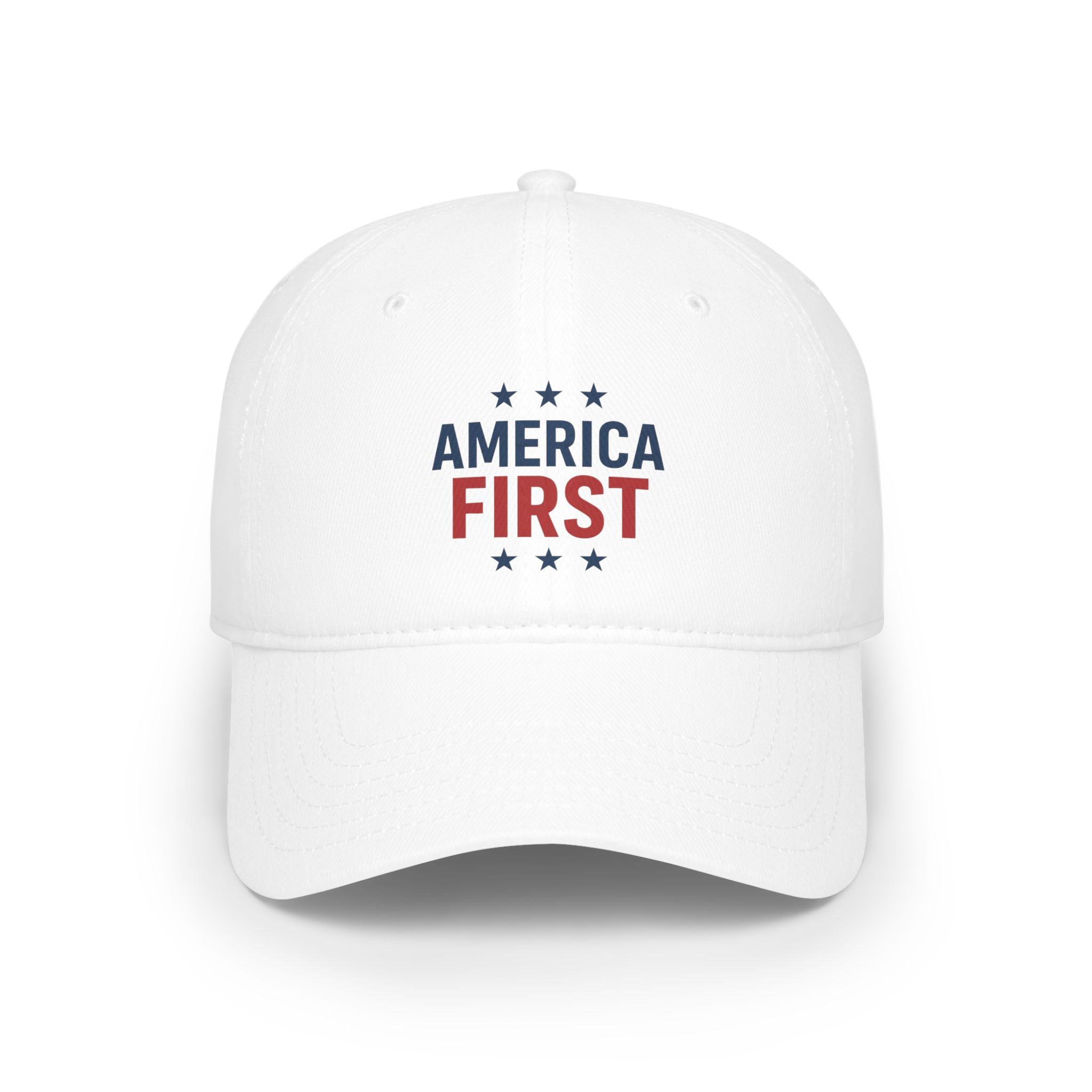 America First Baseball Cap — Patriotic Red & Blue Low Profile Hat