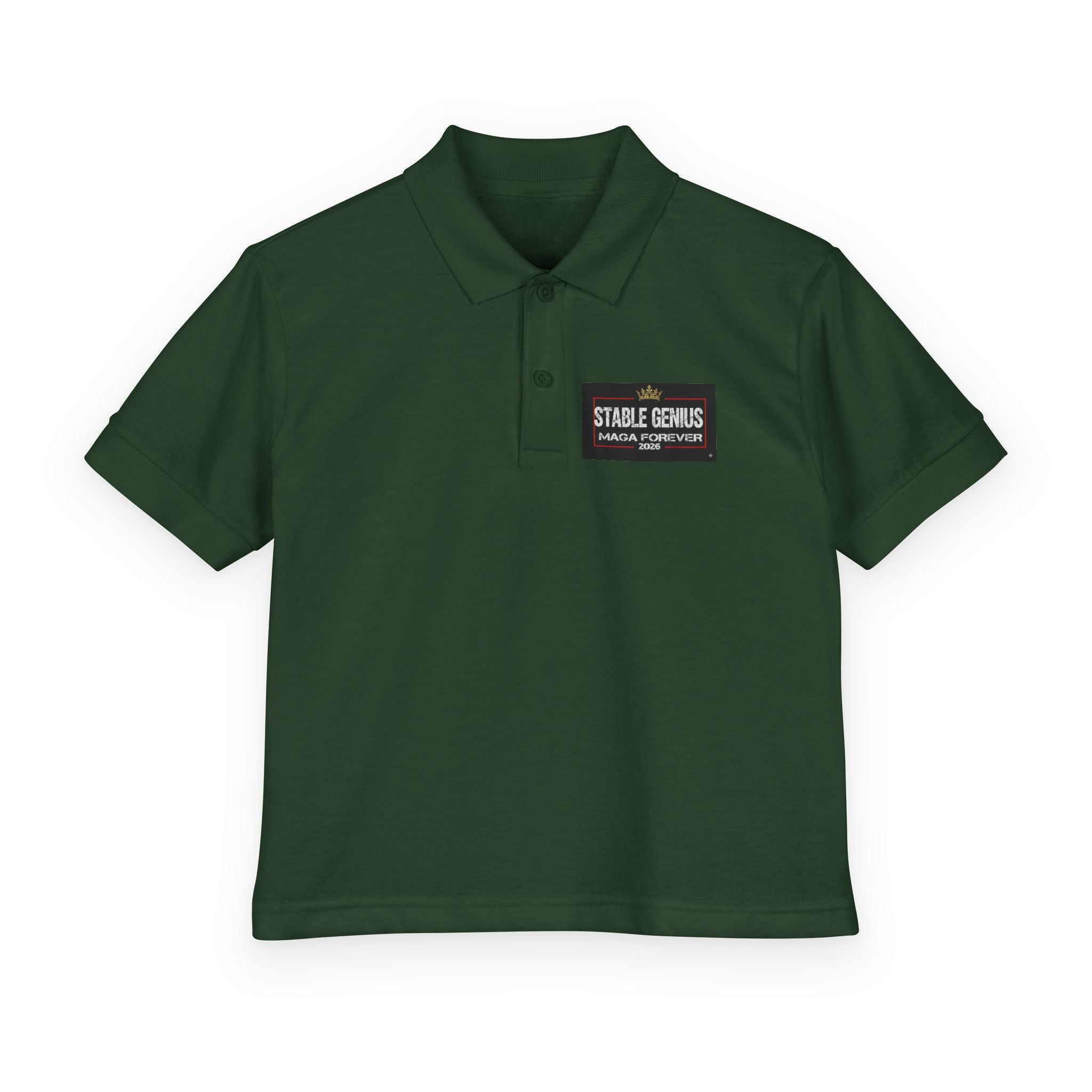 Youth Polo Shirt — 'Stable Genius' Patch Chest Logo