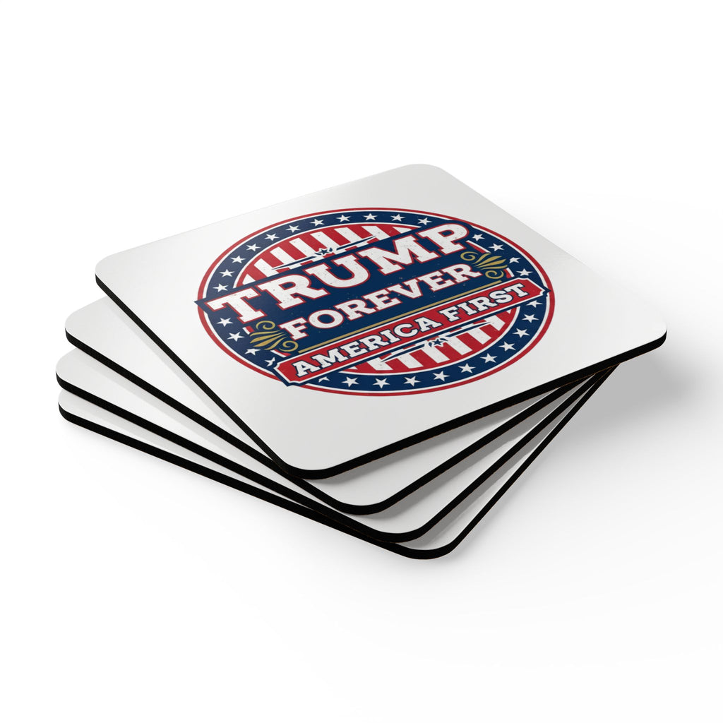 Trump Forever Cork Coaster Set — America First Drink Coasters (Political Memorabilia)