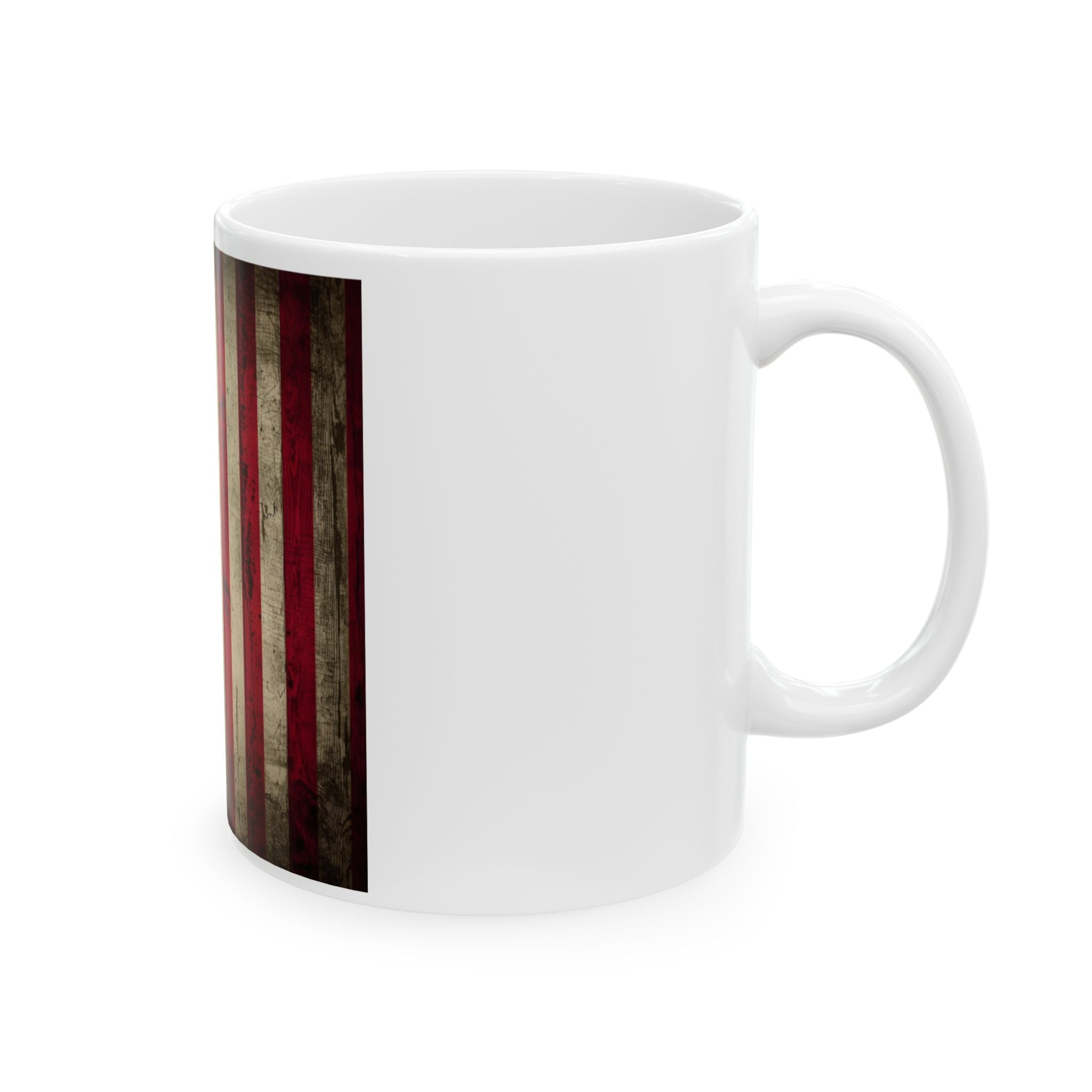 Distressed American Flag Ceramic Mug — Patriotic 11oz & 15oz Coffee Cup