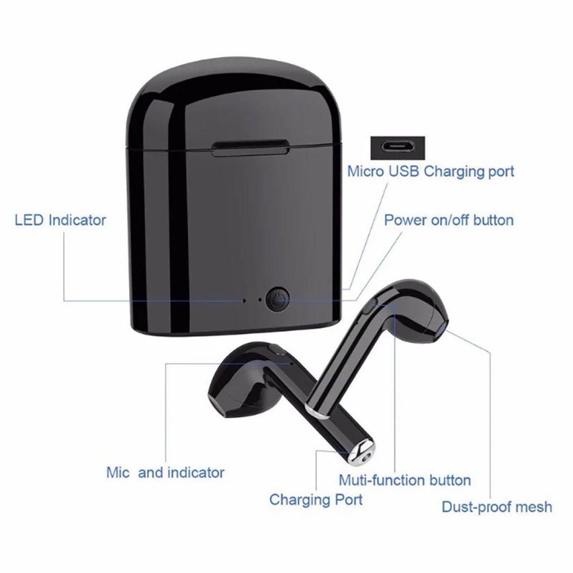 i7S Noise-Cancelling Bluetooth v5.0 Earbuds - Naved Products